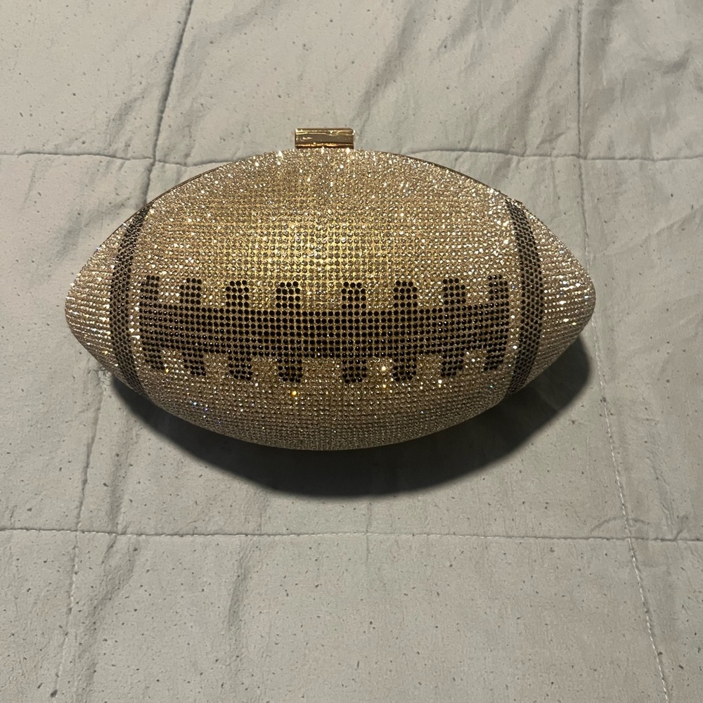 Gold and Black Rhinestone Football Clutch